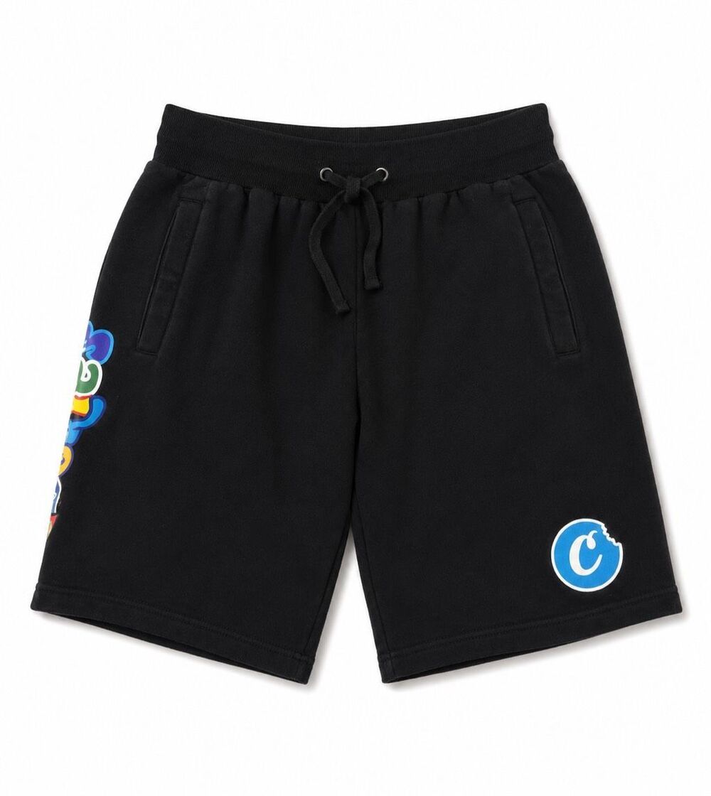 Cookies Black Multi Print Sweat Shorts Size Medium